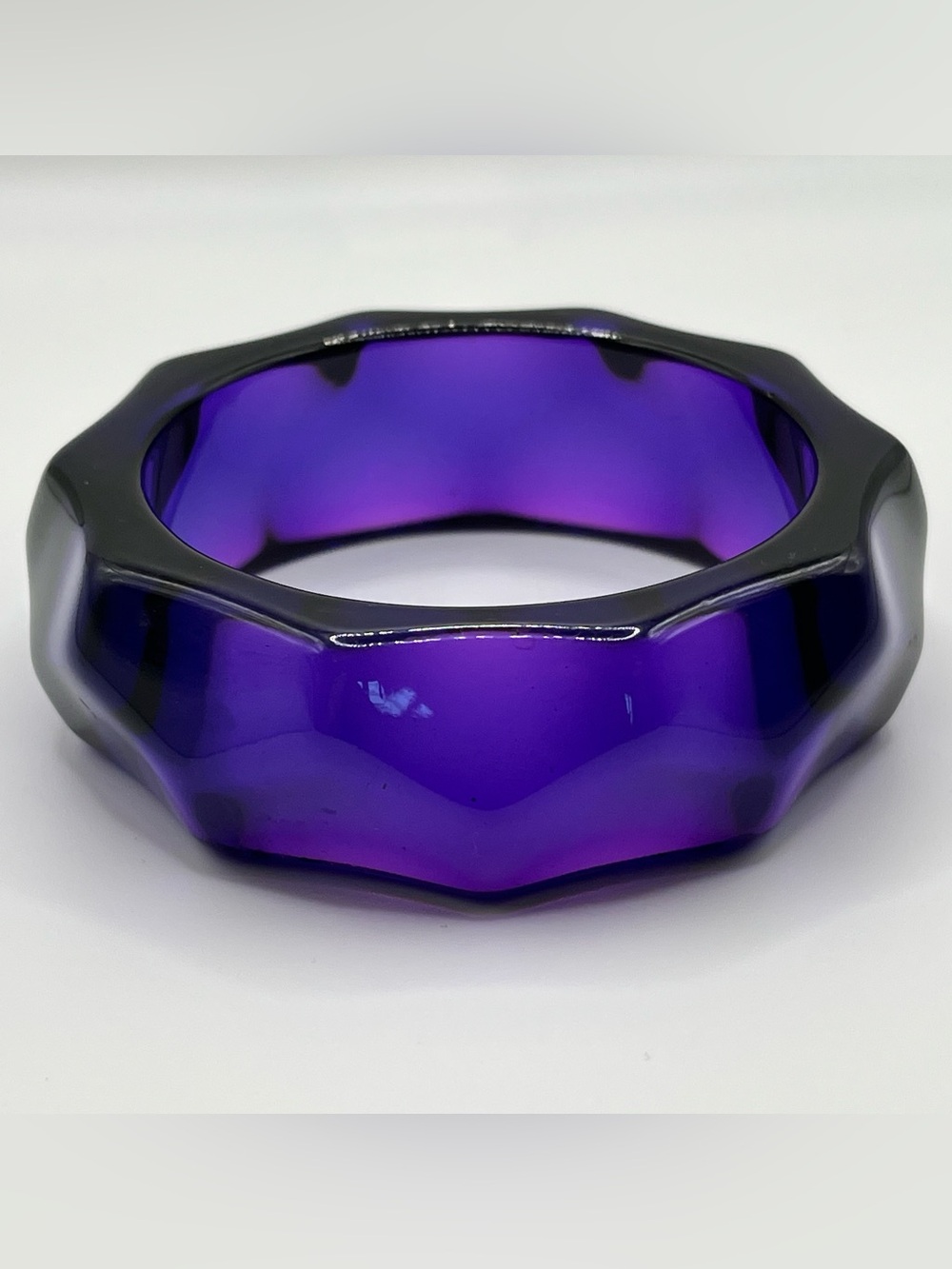 Purple Faceted Resin Bangle Bracelet - Women Accessories